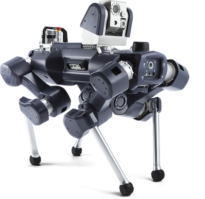 ANYbotics ANYmal X inspection robot on a transparent background